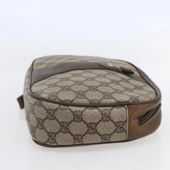 GUCCI GG Supreme Web Sherry Line Clutch Bag PVC Beige Gold 89 01 034 Auth 147495 - Picture 4 of 16